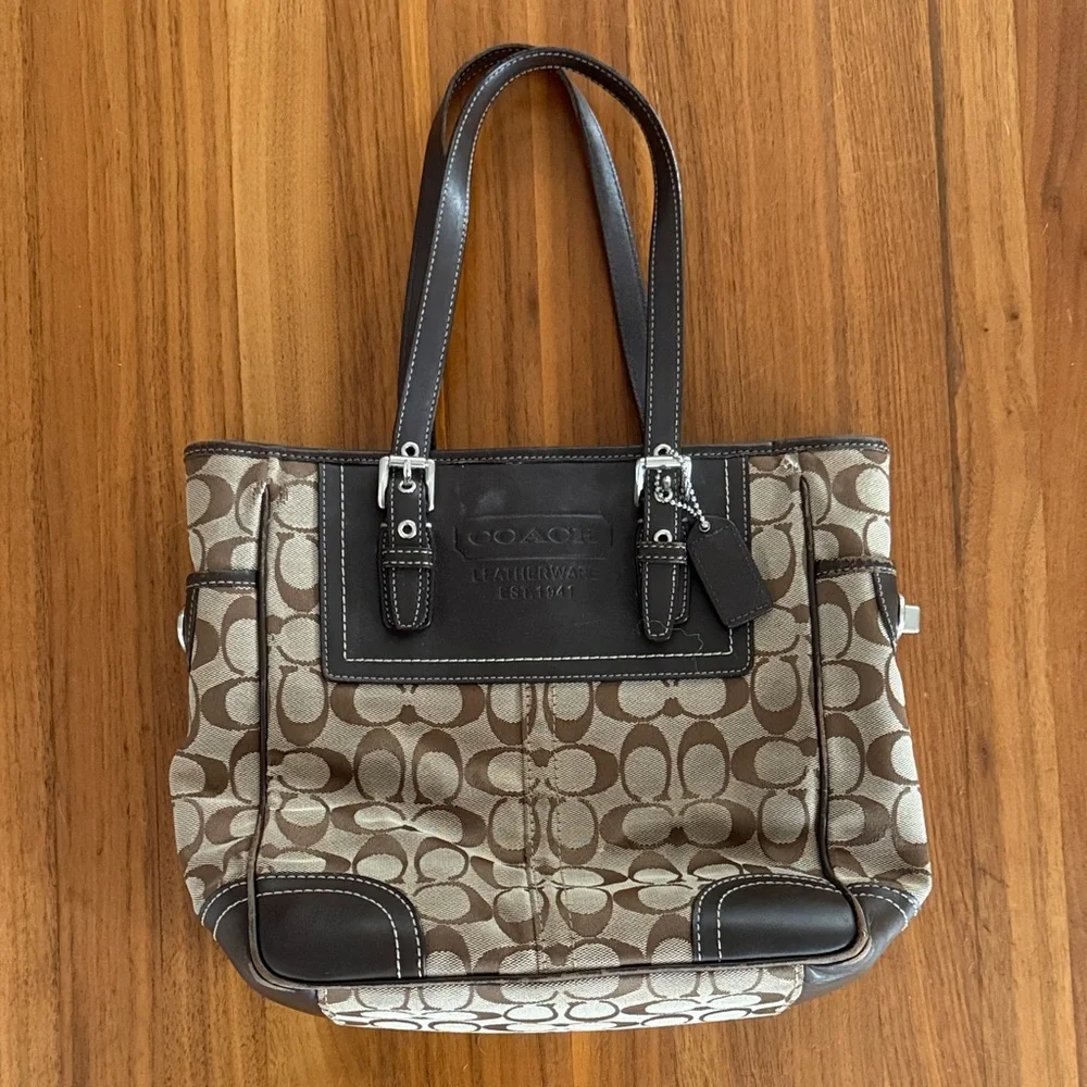 GUC Vintage Y2k Coach Signature C Jacquard canvas tote bag - Picture 1 of 10